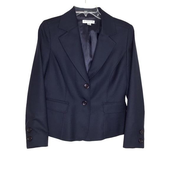 Pendleton Jackets & Blazers - Pendleton Blazer Sz 10P Black 100% Virgin Wool Office Academia EUC‎